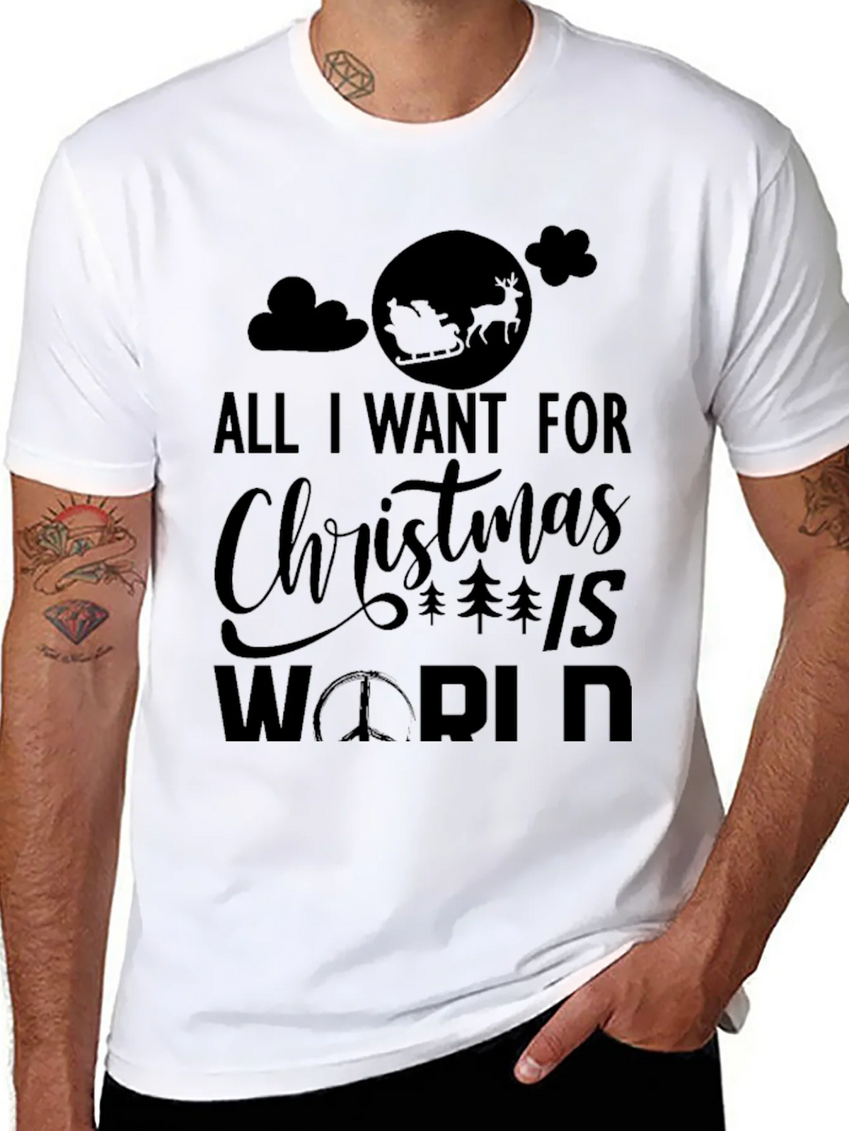All I Want for Christmas Peace World Graphic Tee product image 7