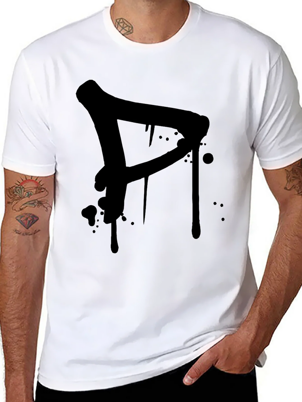 Mens Black T-Shirt with Graffiti Style Letter product image 7