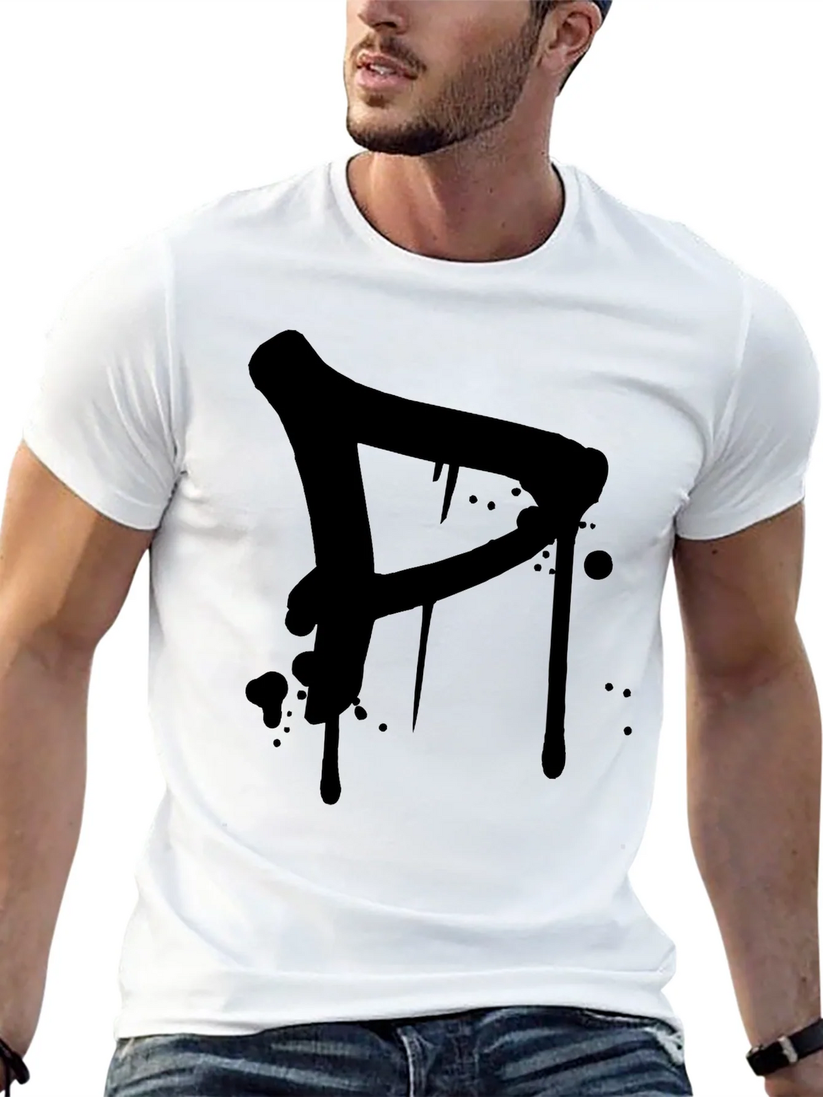 Mens Black T-Shirt with Graffiti Style Letter product image 12