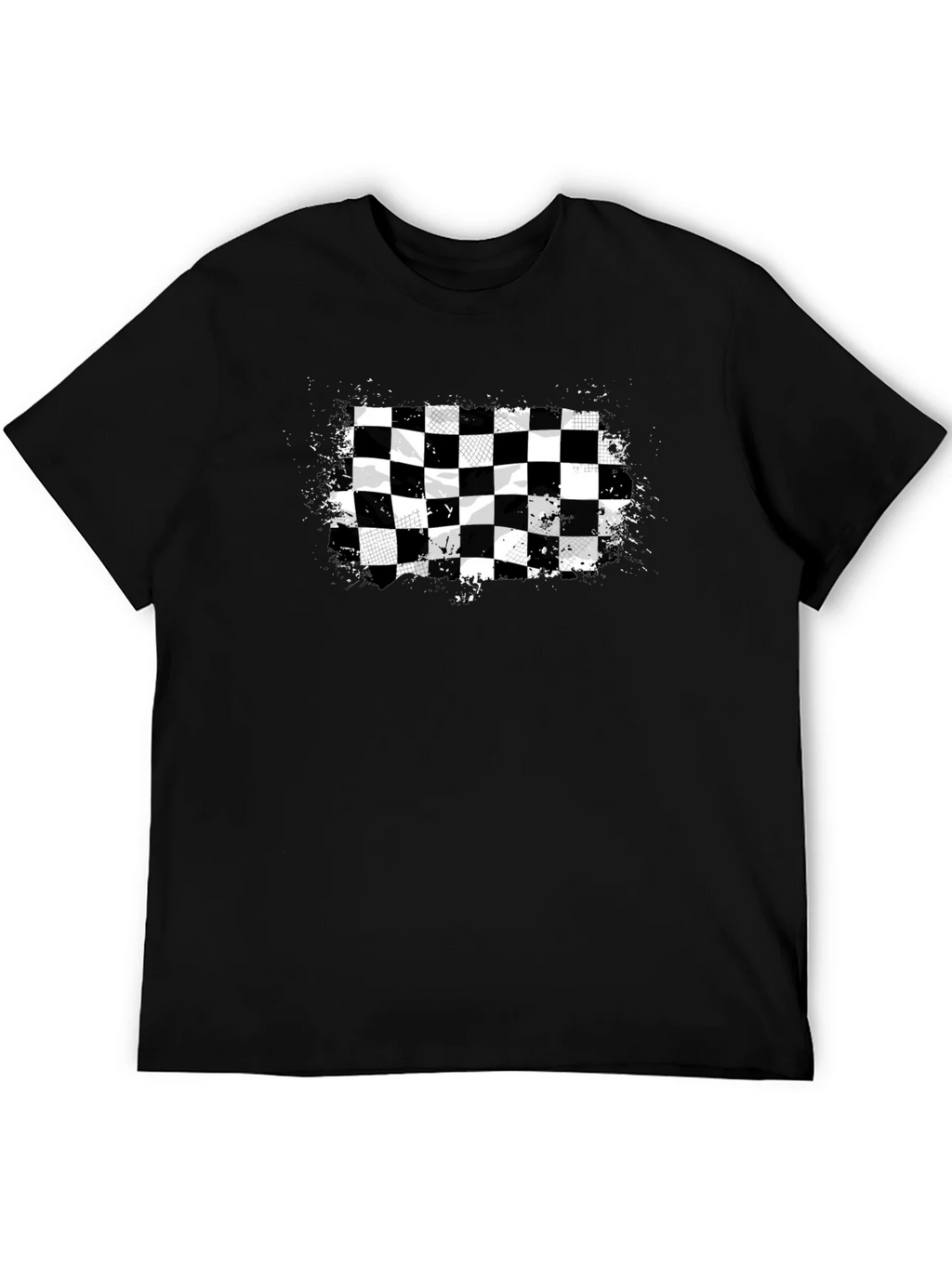Checkered Flag Graphic Tee - Black Cotton T-Shirt product image 5