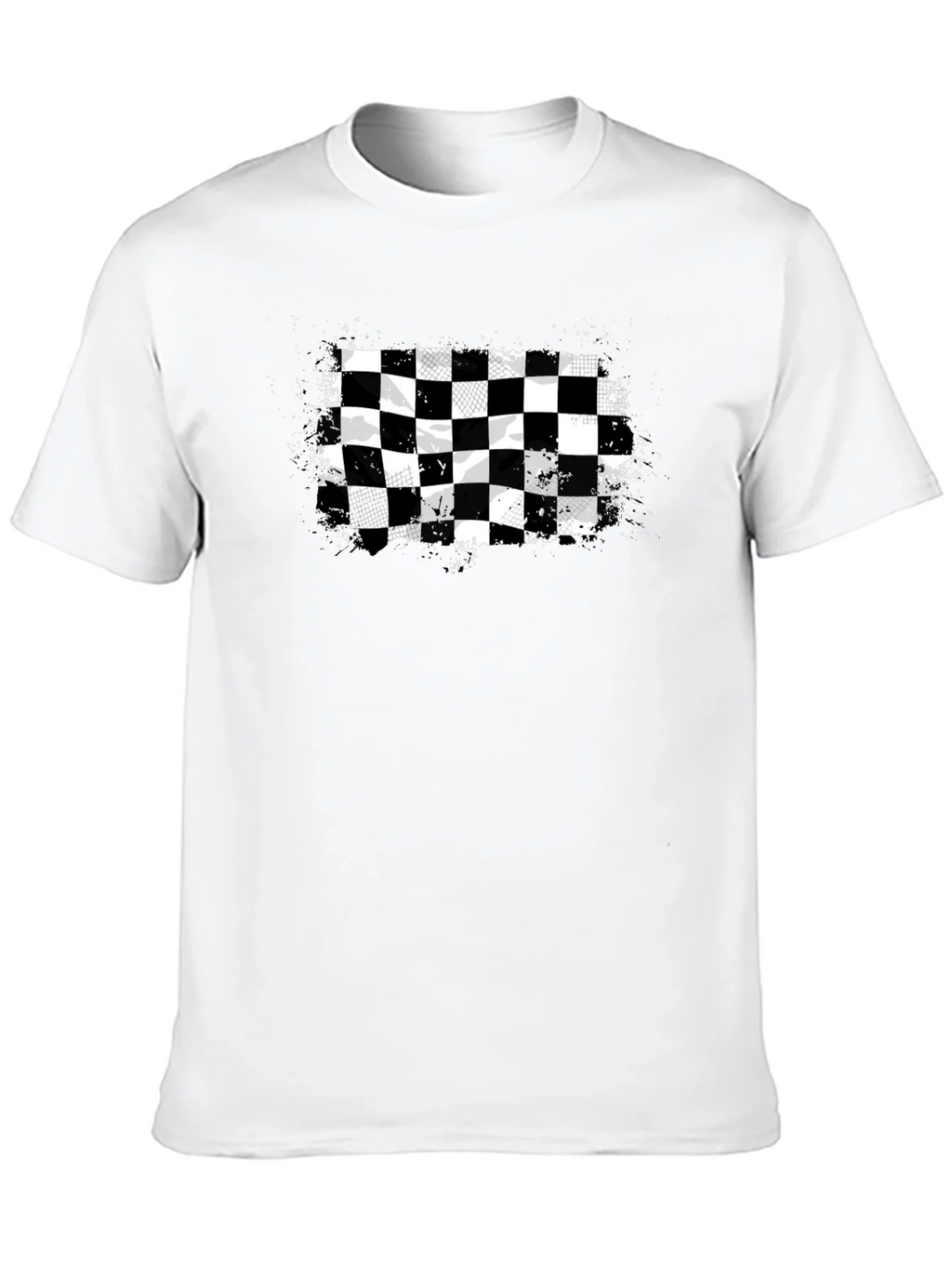 Checkered Flag Graphic Tee - Black Cotton T-Shirt product image 9