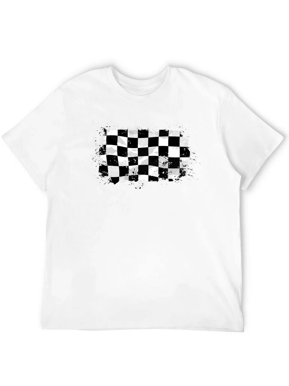 Checkered Flag Graphic Tee - Black Cotton T-Shirt product image 11