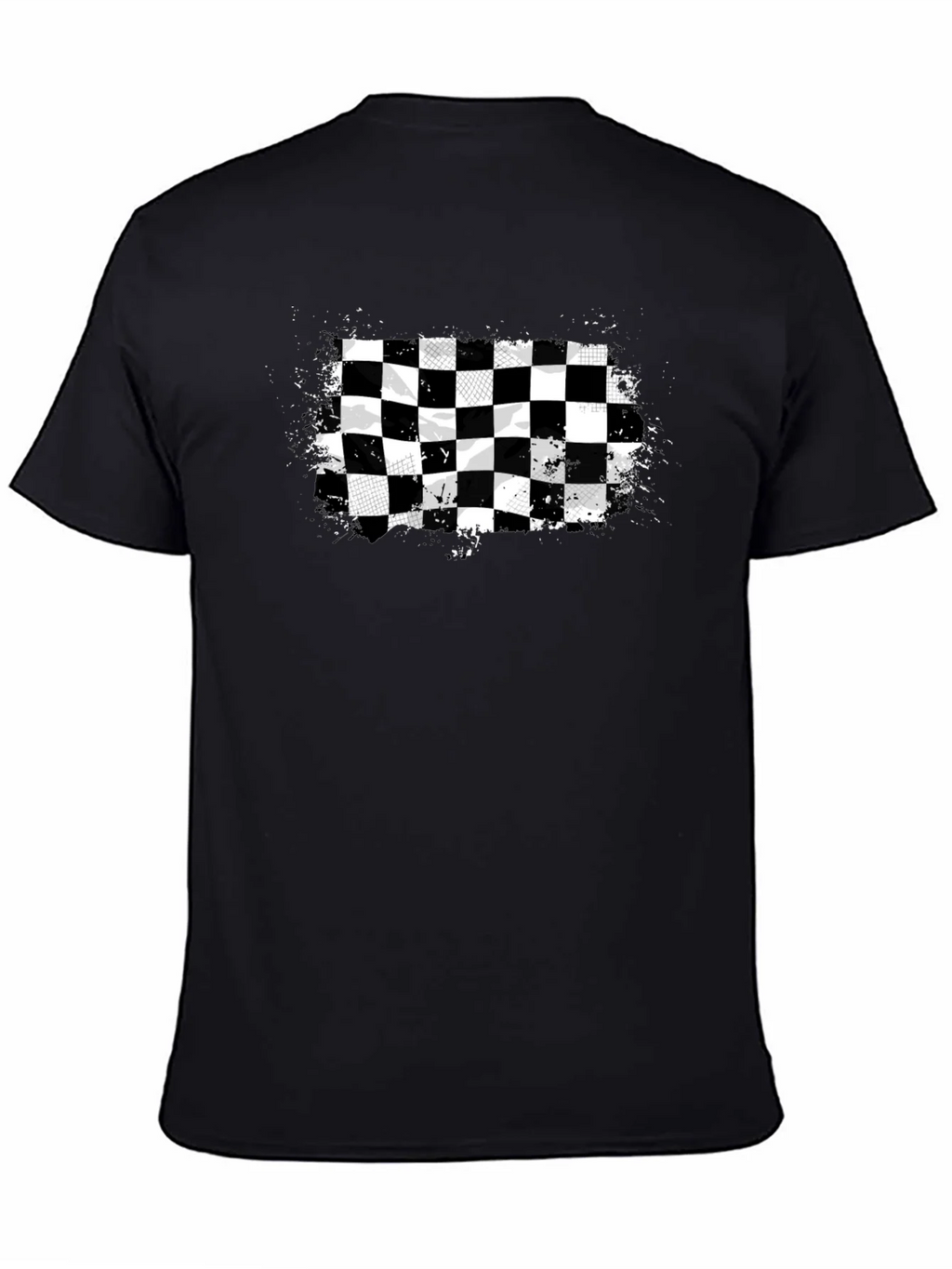 Checkered Flag Graphic Tee - Black Cotton T-Shirt product image 4