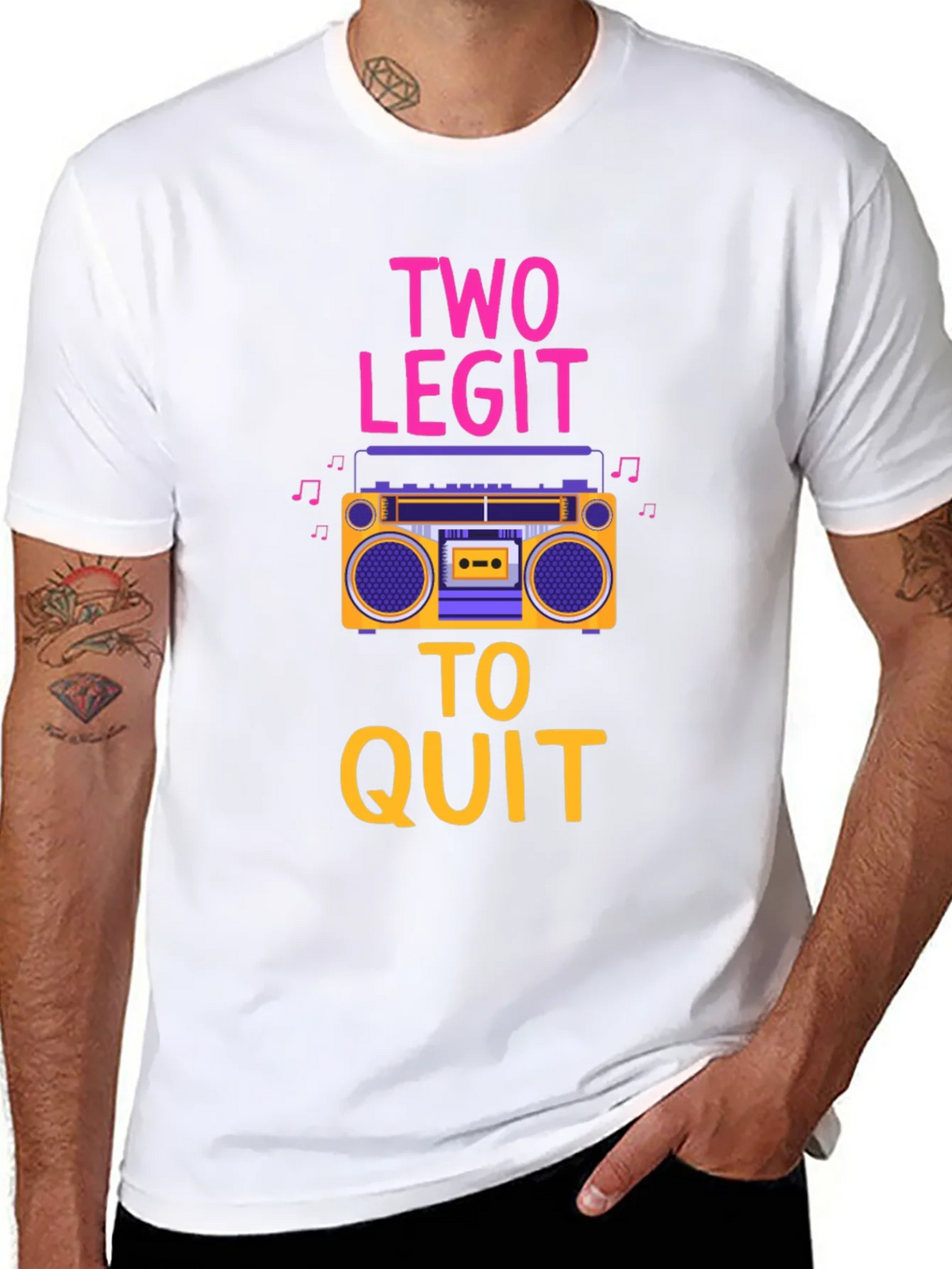 Two Legit To Quit Graphic T-Shirt - Retro Boombox Design product image 7