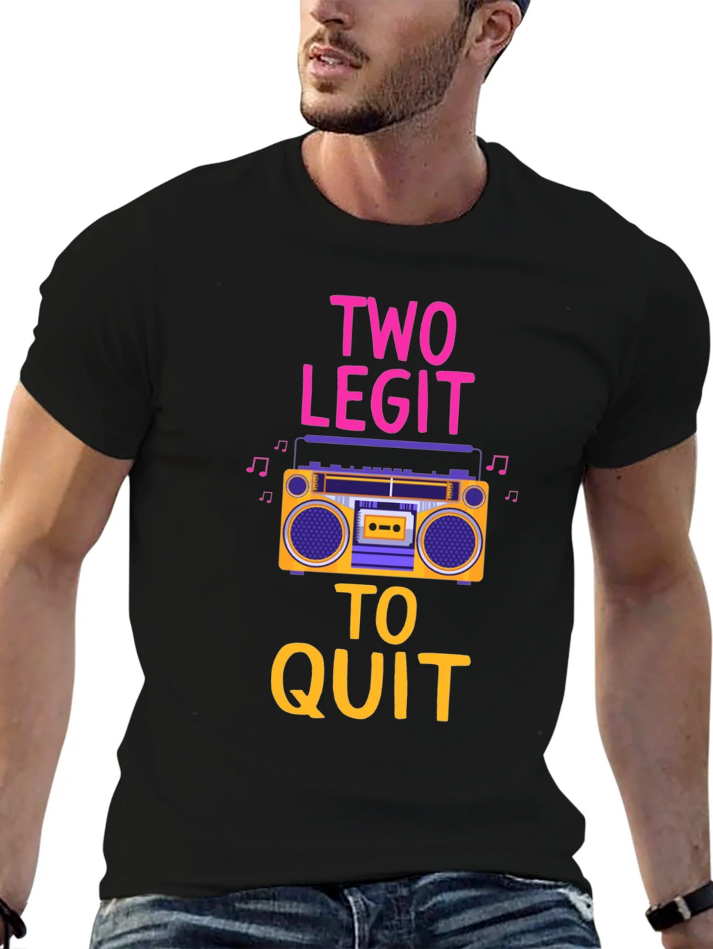Two Legit To Quit Graphic T-Shirt - Retro Boombox Design product image 6
