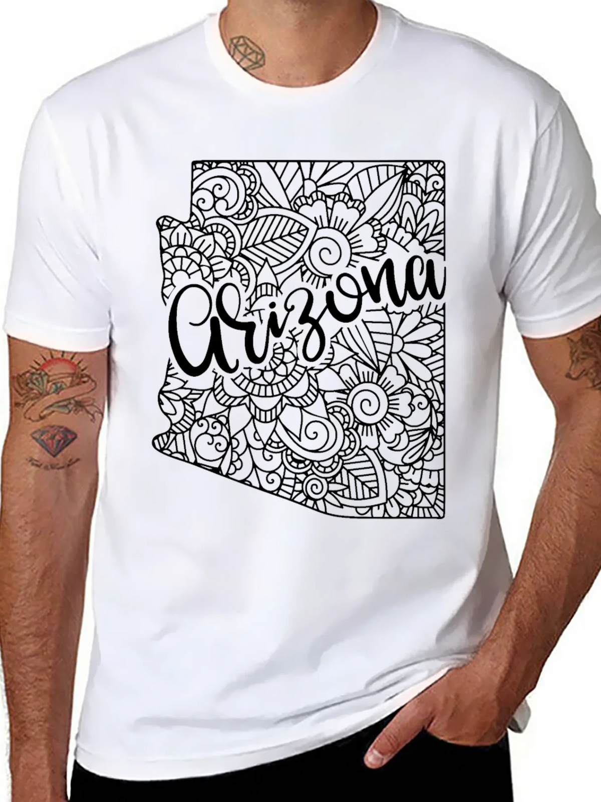 Arizona State Floral Map T-Shirt product image 10