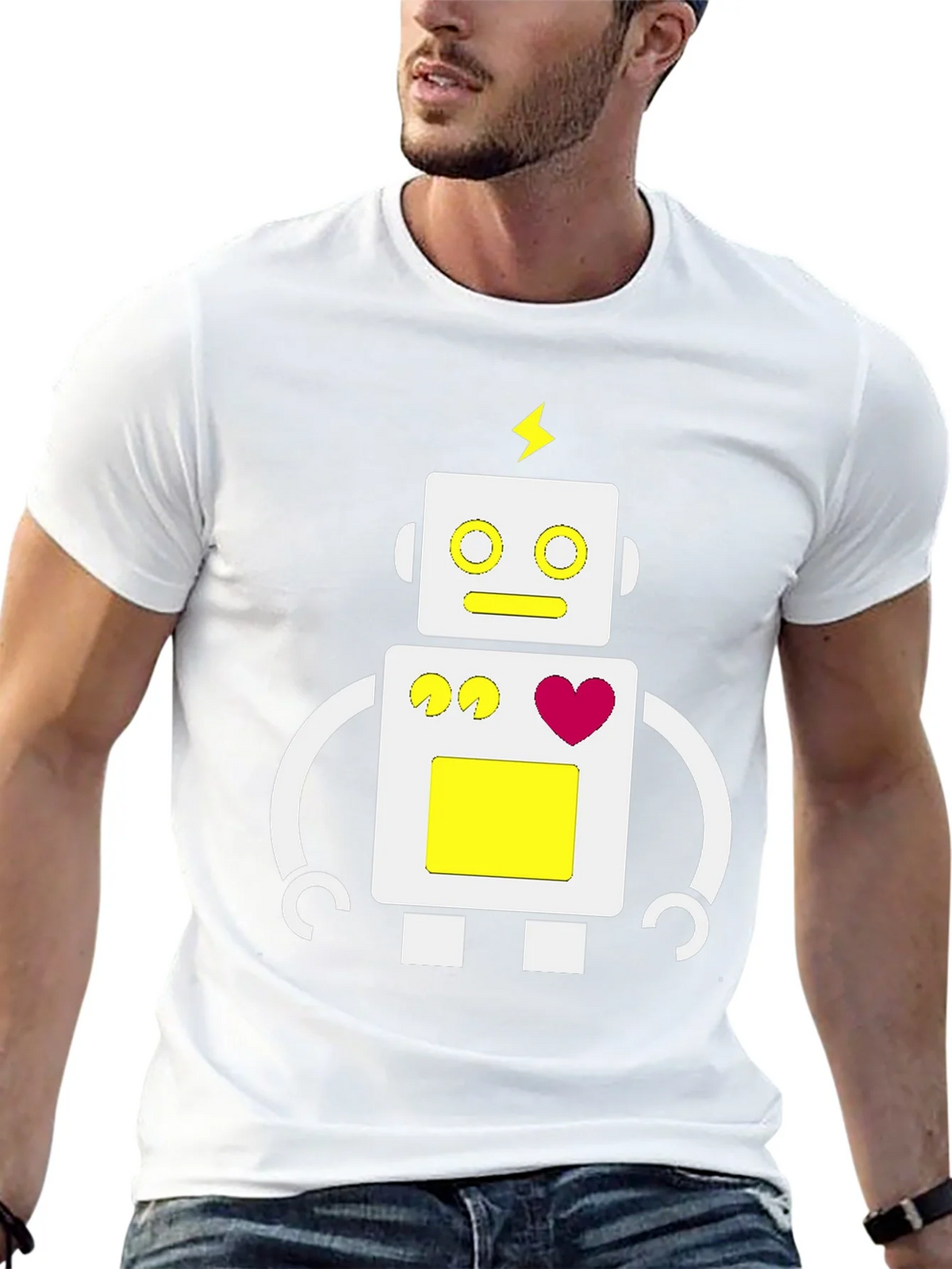 Fun Robot Graphic Tee - Black Cotton Blend product image 4