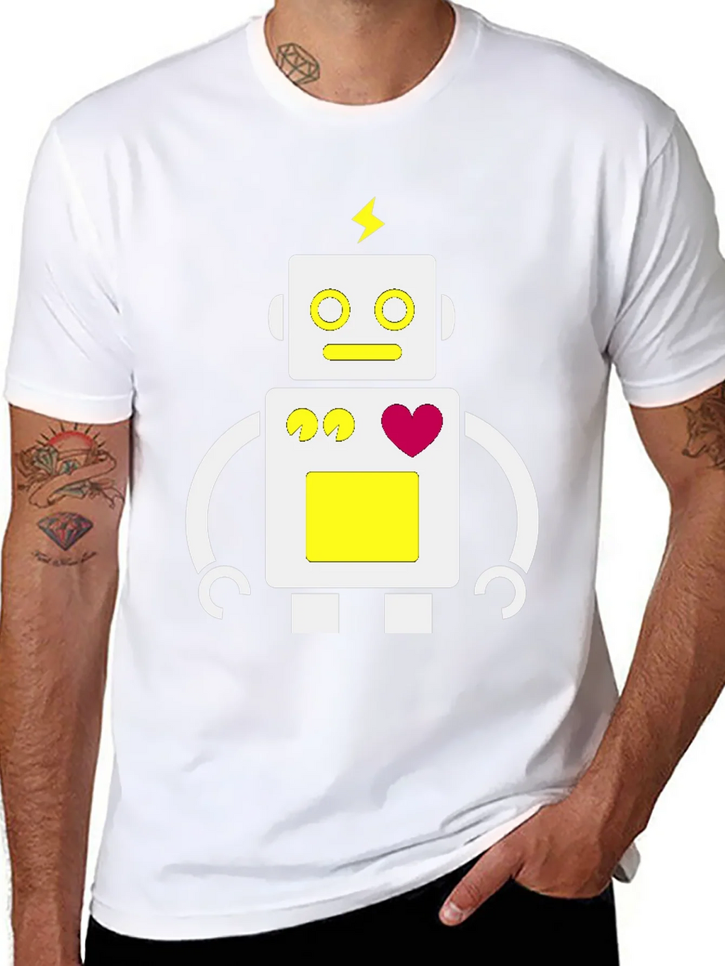 Fun Robot Graphic Tee - Black Cotton Blend product image 10