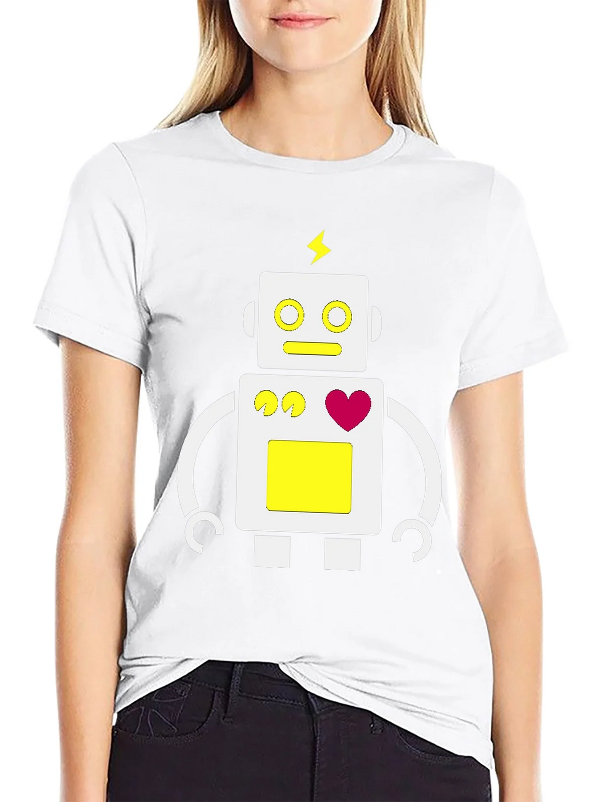 Fun Robot Graphic Tee - Black Cotton Blend product image 11