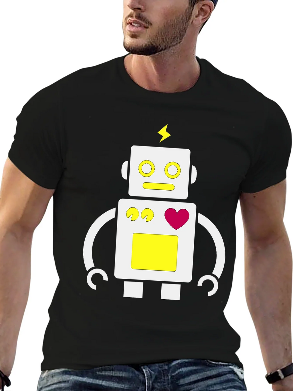 Fun Robot Graphic Tee - Black Cotton Blend product image 9