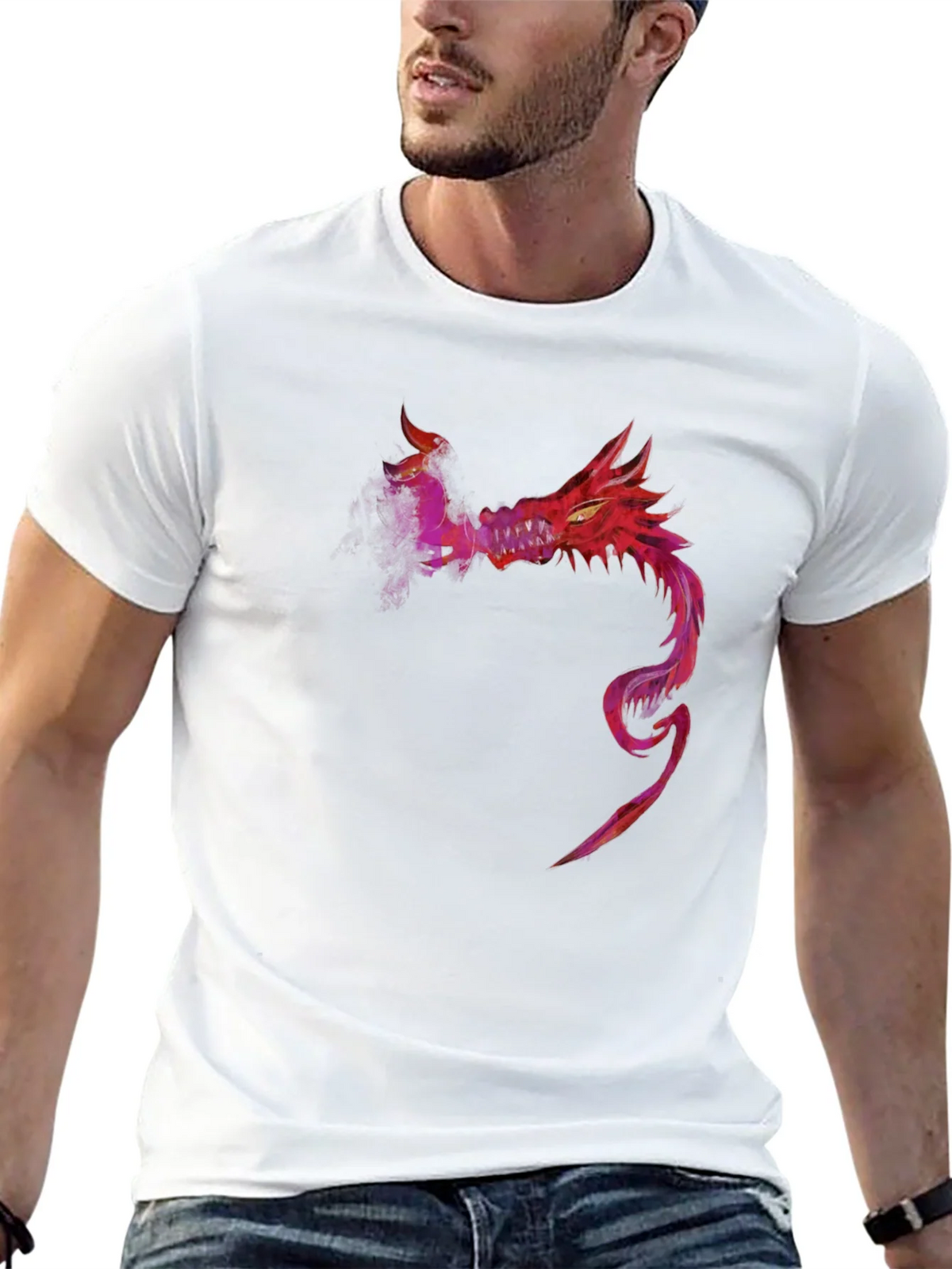 Red Dragon Graphic Tee - Stylish Mens Black T-Shirt product image 12
