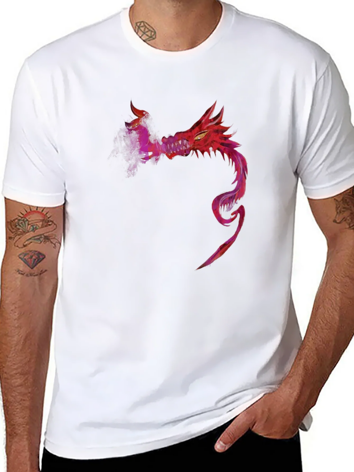 Red Dragon Graphic Tee - Stylish Mens Black T-Shirt product image 7