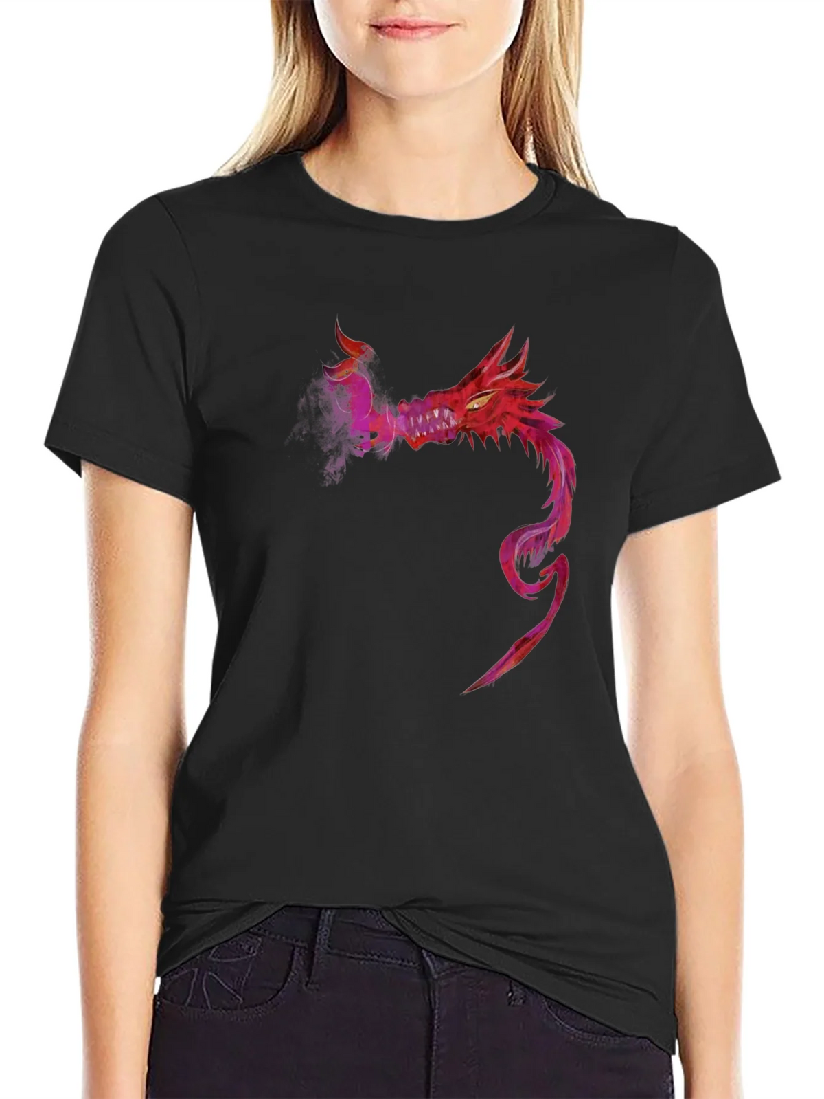 Red Dragon Graphic Tee - Stylish Mens Black T-Shirt product image 2