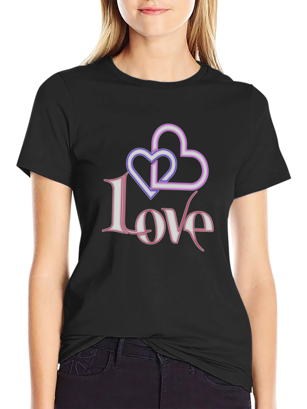 Love Hearts Graphic Black T-Shirt product image 2