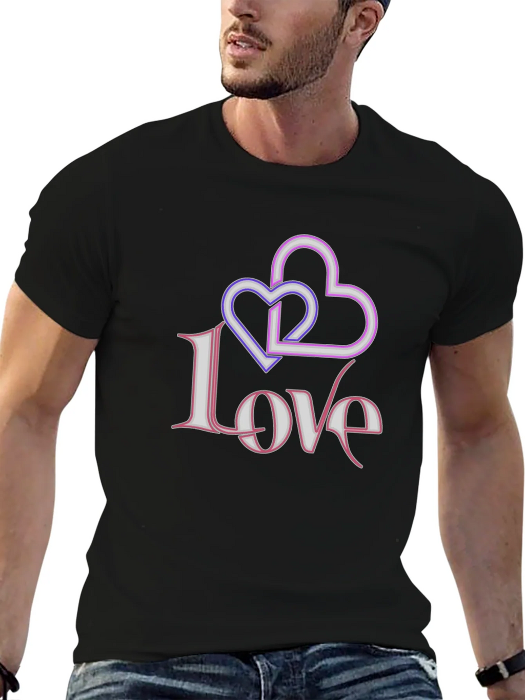 Love Hearts Graphic Black T-Shirt product image 6
