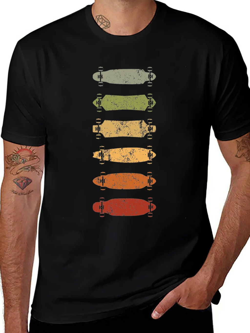 Retro Skateboard Stack Graphic Tee - Black product image 1
