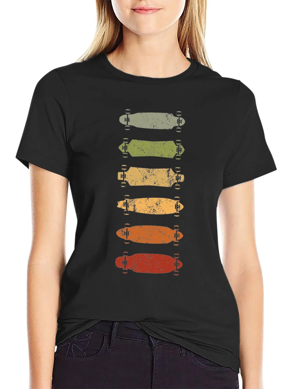 Retro Skateboard Stack Graphic Tee - Black product image 2