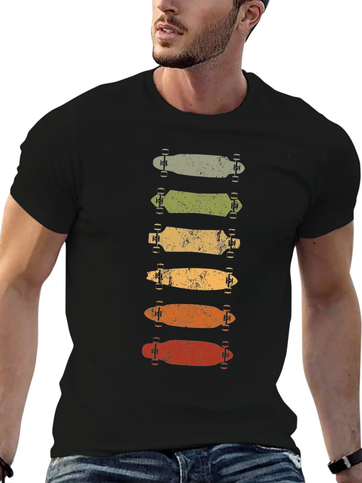 Retro Skateboard Stack Graphic Tee - Black product image 6