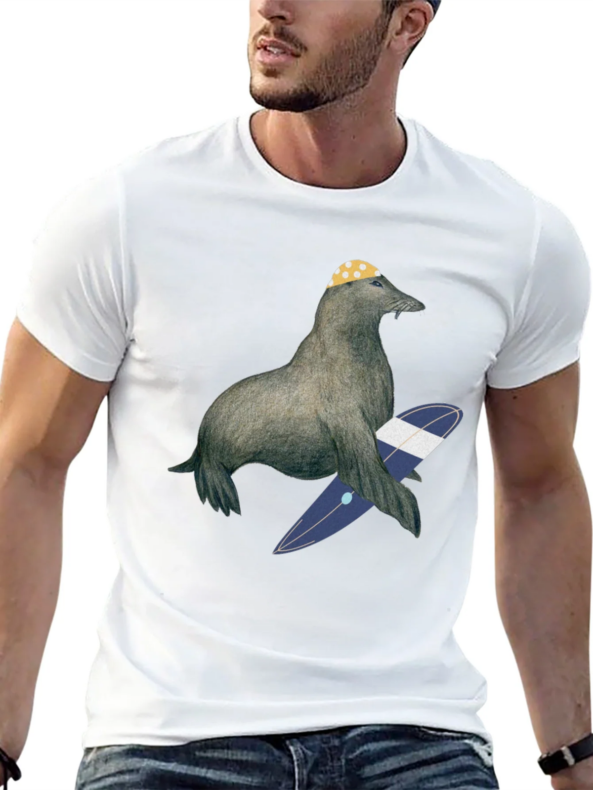 Surfing Seal T-Shirt - Cool Graphic Tee product image 4
