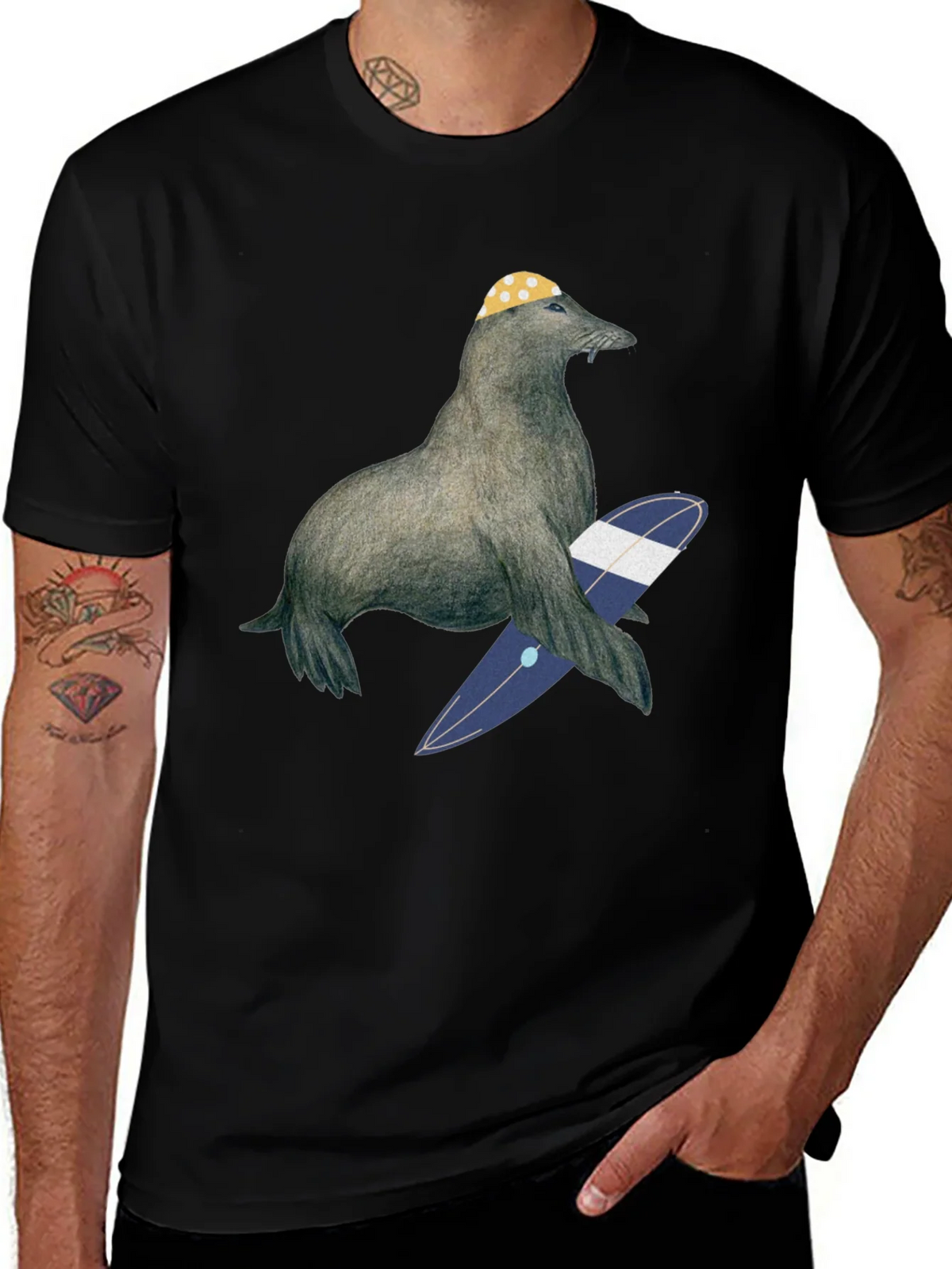 Surfing Seal T-Shirt - Cool Graphic Tee product image 1