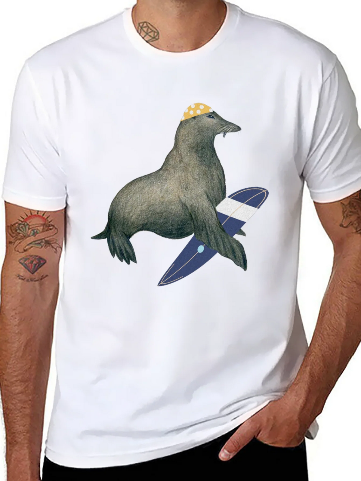Surfing Seal T-Shirt - Cool Graphic Tee product image 10