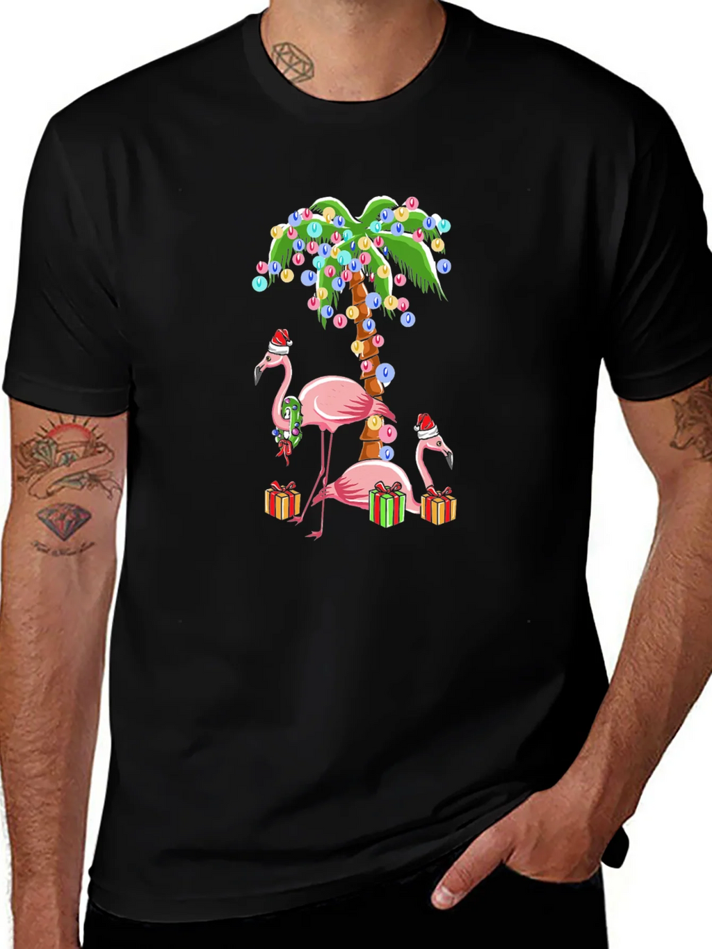 Festive Flamingo Christmas T-Shirt