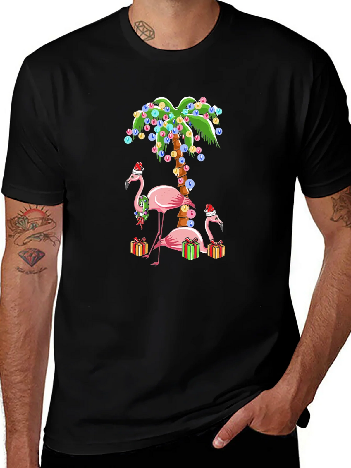 Festive Flamingo Christmas T-Shirt