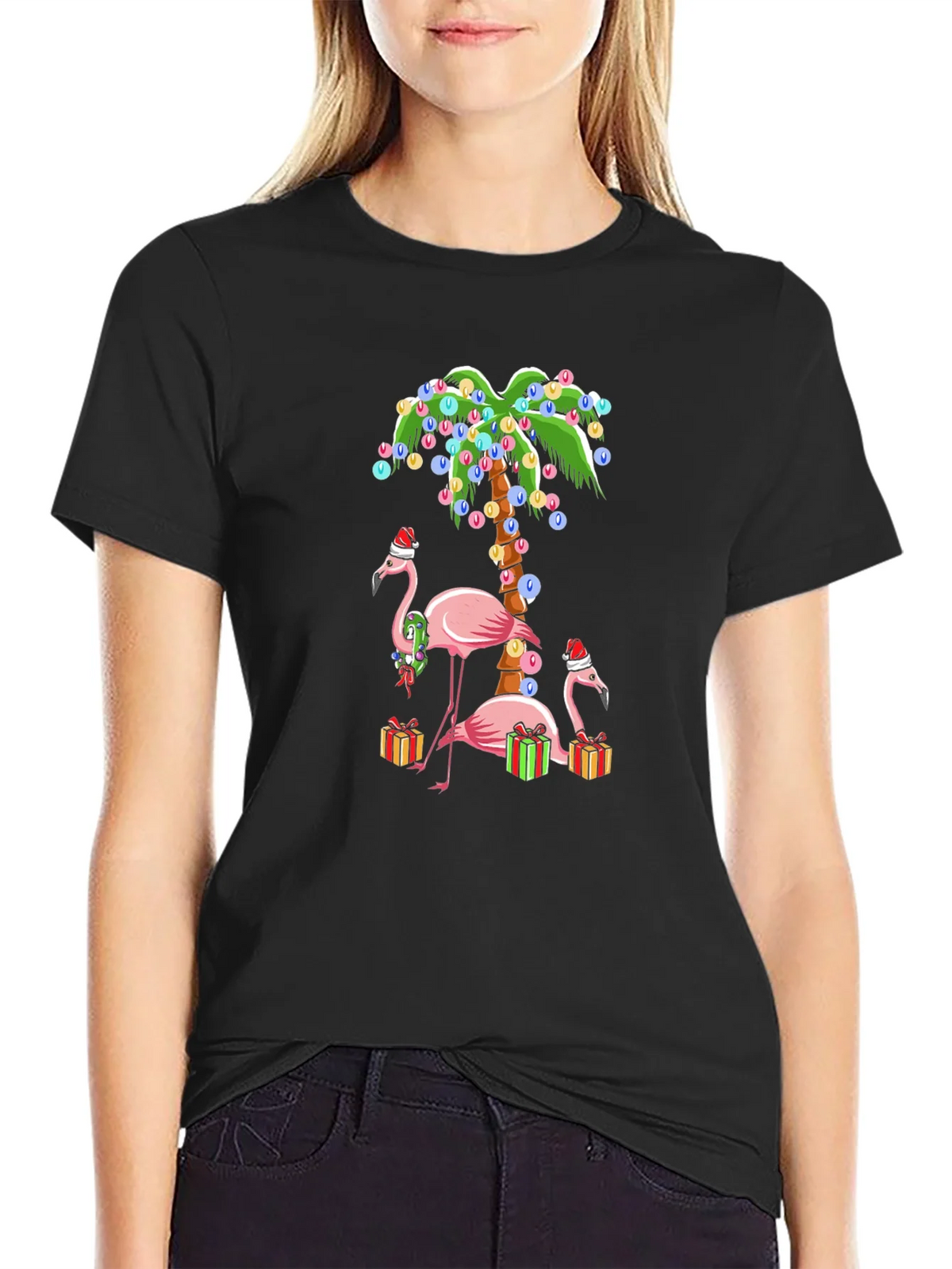 Festive Flamingo Christmas T-Shirt