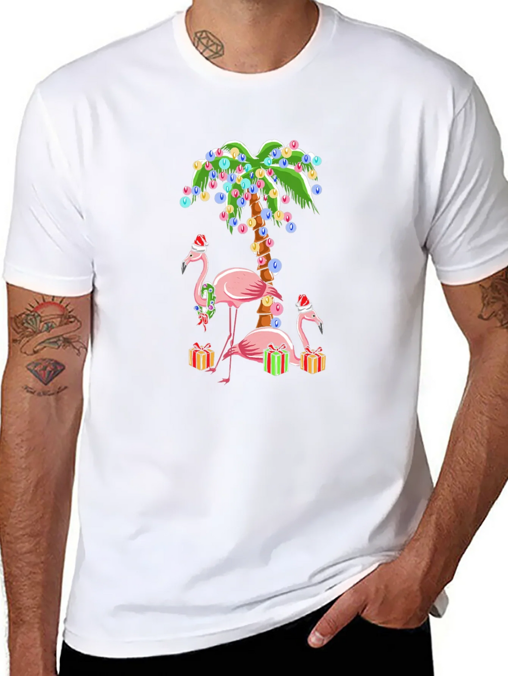 Festive Flamingo Christmas T-Shirt