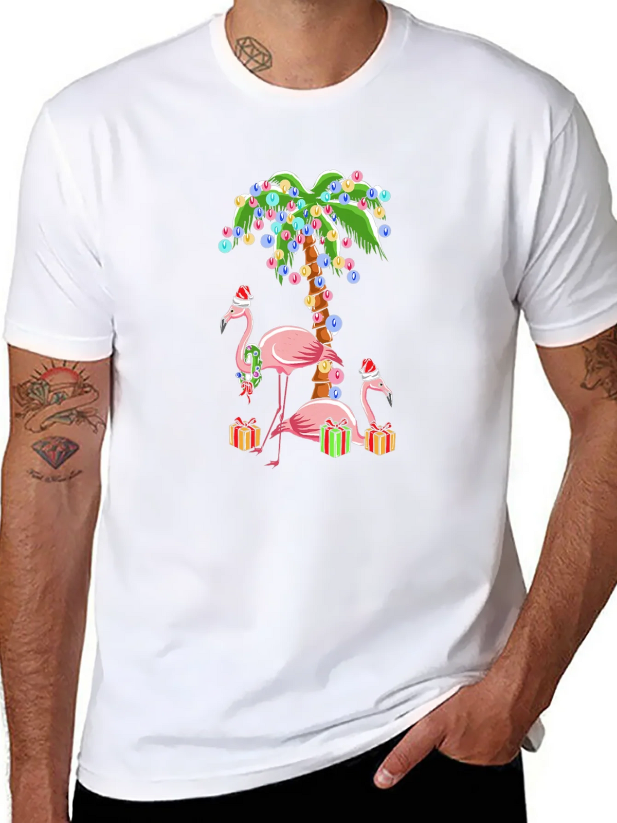 Festive Flamingo Christmas T-Shirt