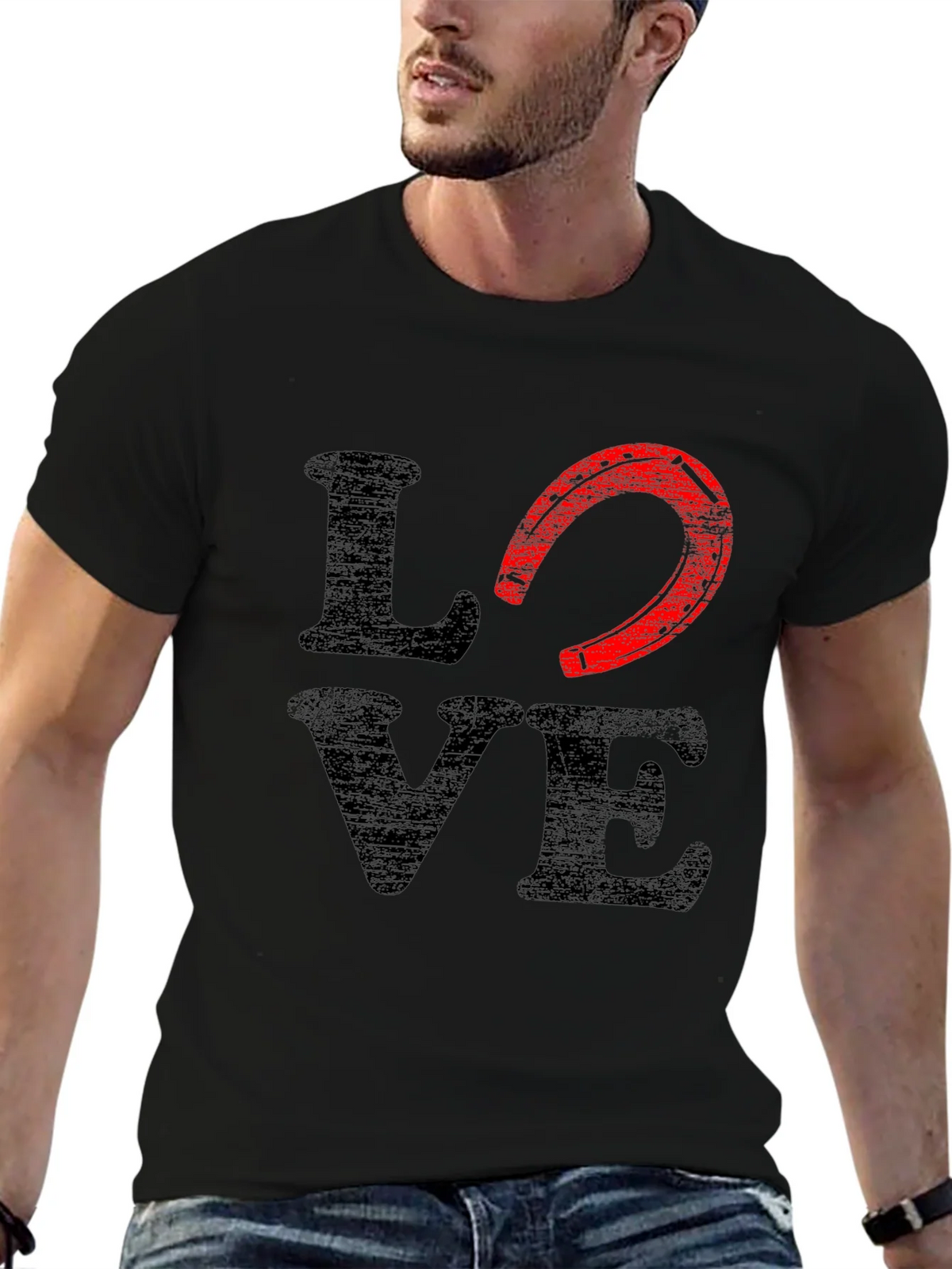 Love Horseshoe Graphic Tee - Black Cotton Blend product image 9