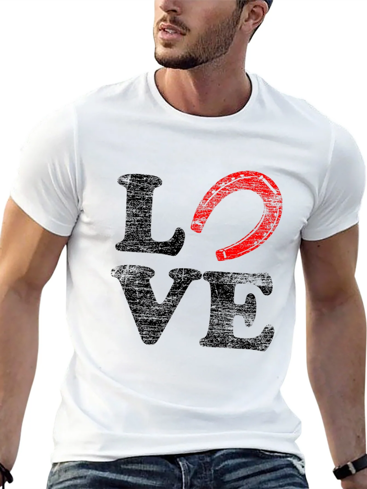 Love Horseshoe Graphic Tee - Black Cotton Blend product image 4