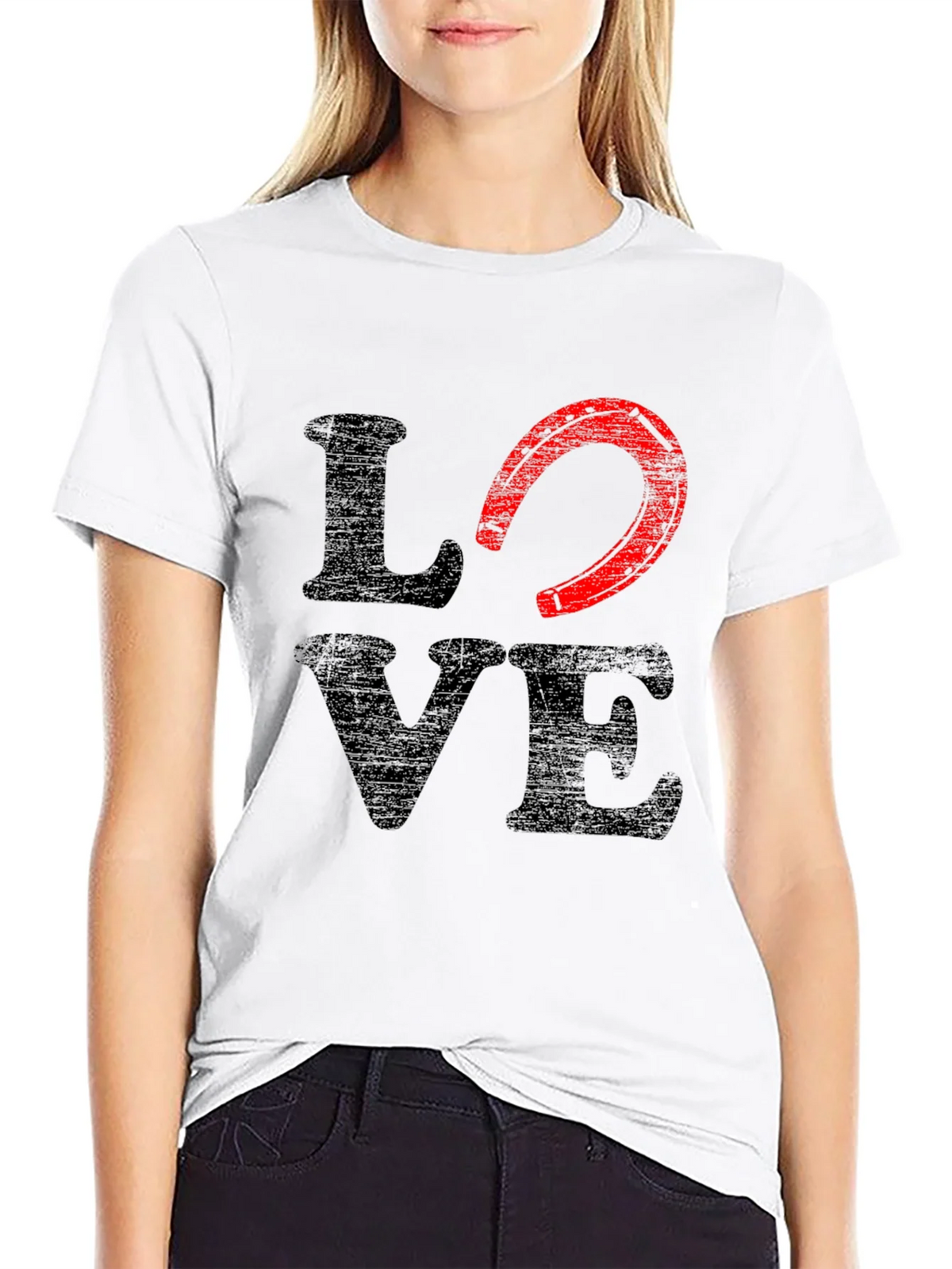 Love Horseshoe Graphic Tee - Black Cotton Blend product image 11