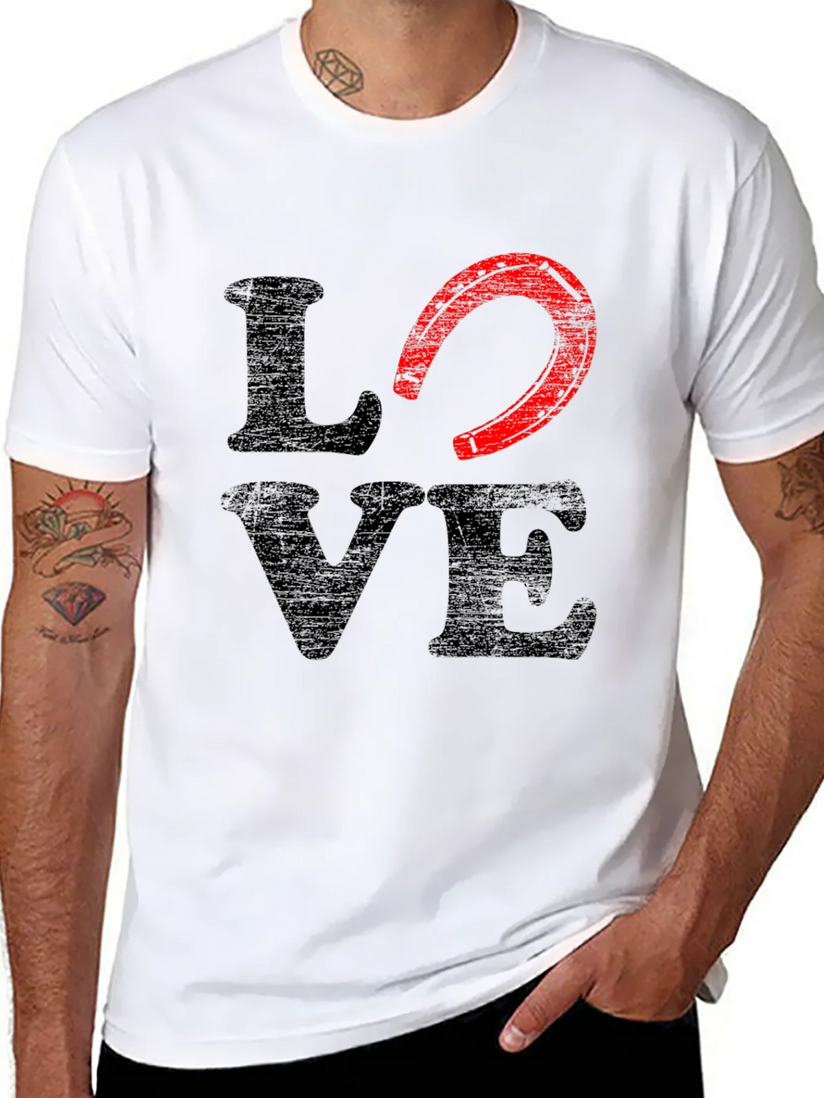 Love Horseshoe Graphic Tee - Black Cotton Blend product image 10