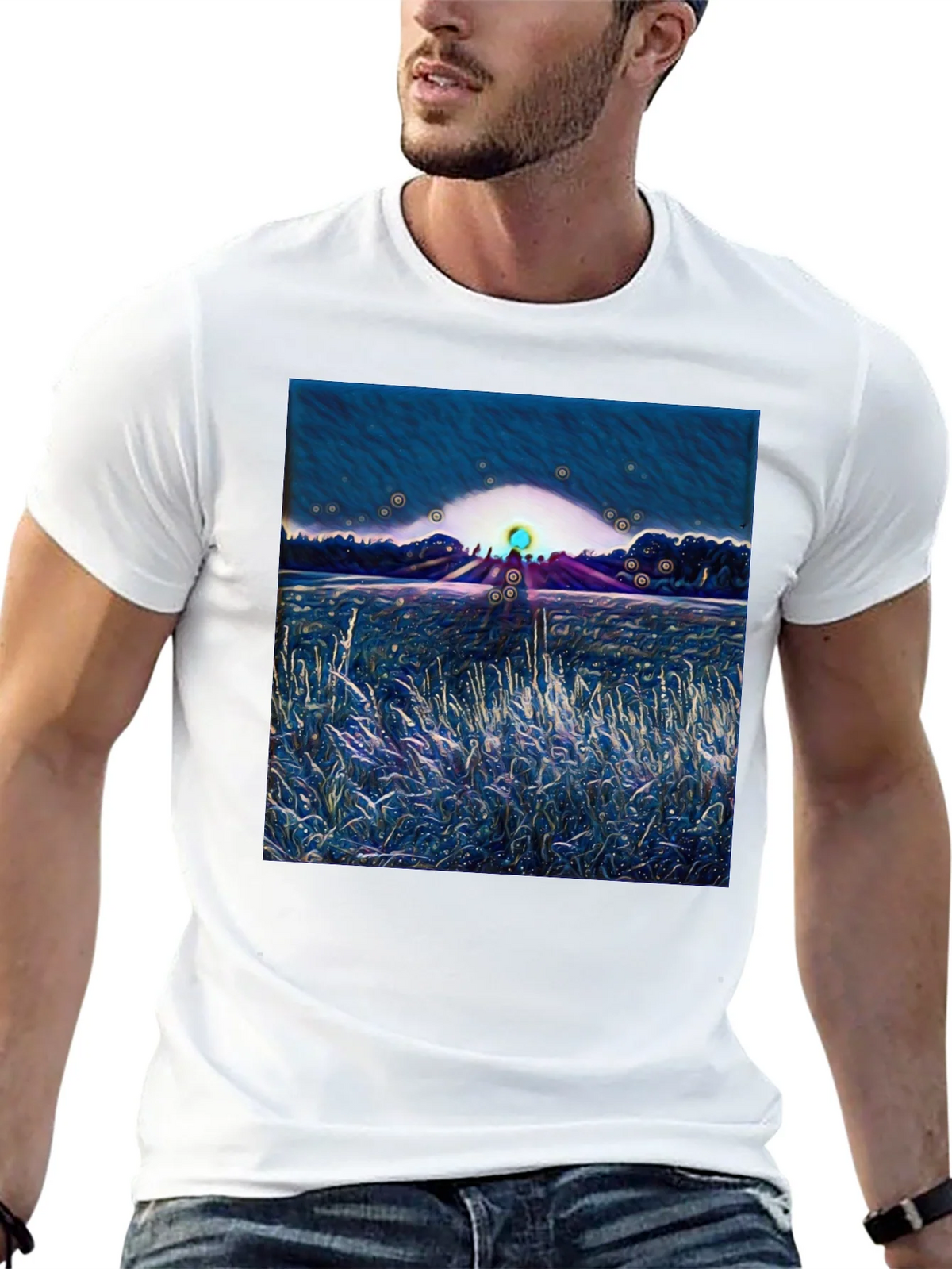 Abstract Landscape Graphic Tee - Soft Cotton Blend product image 4