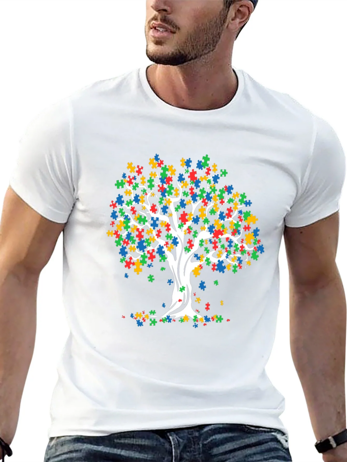 Autism Awareness Puzzle Tree T-Shirt product image 12