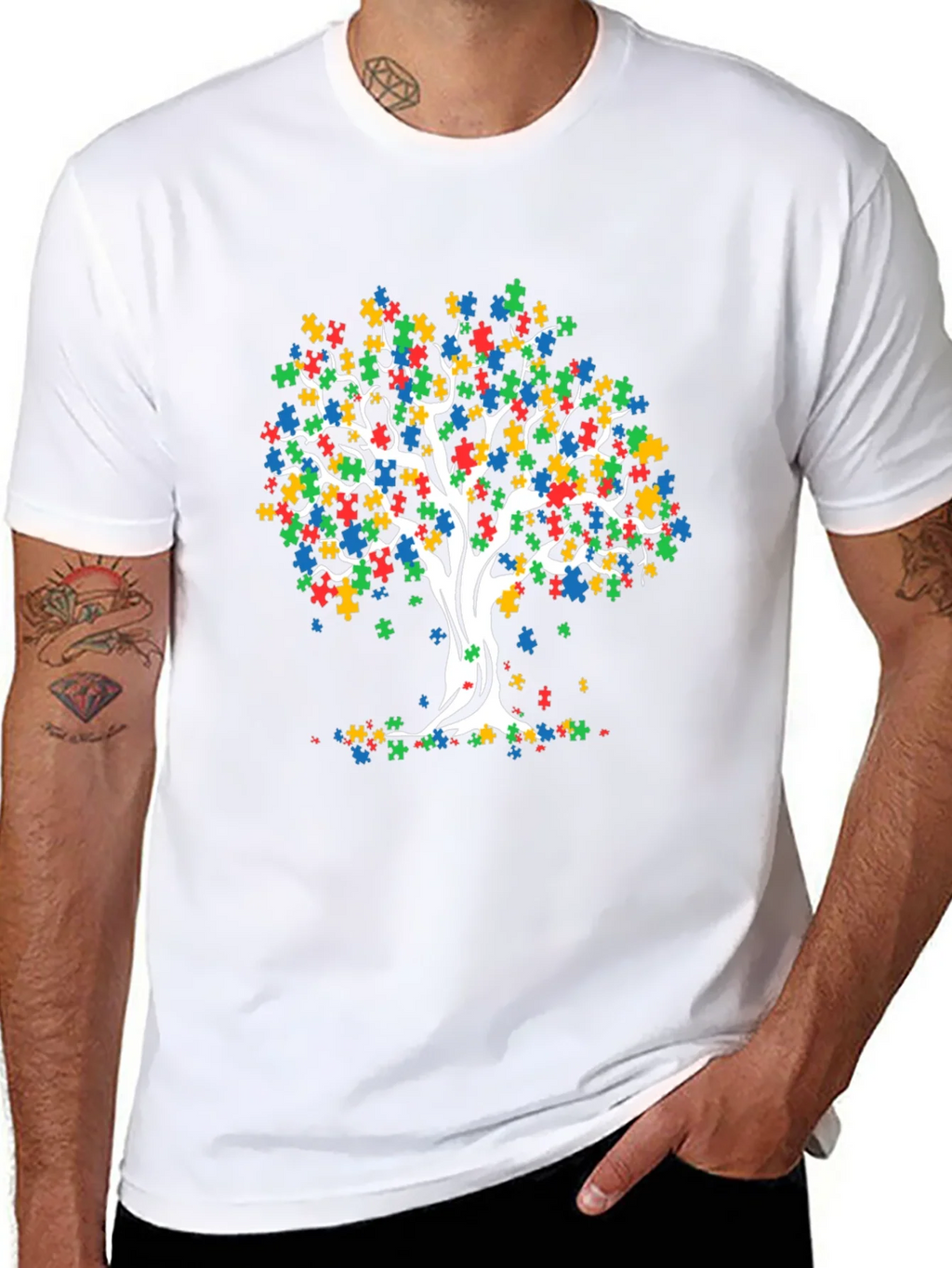 Autism Awareness Puzzle Tree T-Shirt product image 7
