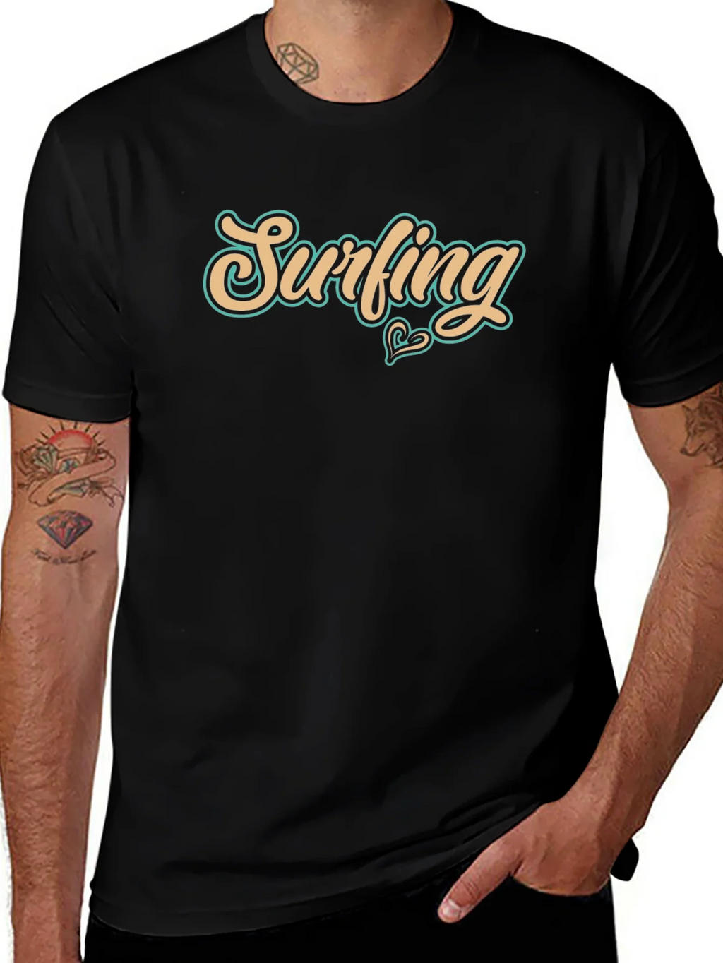 Surfing Graphic Black T-Shirt - Casual Wear product image 1
