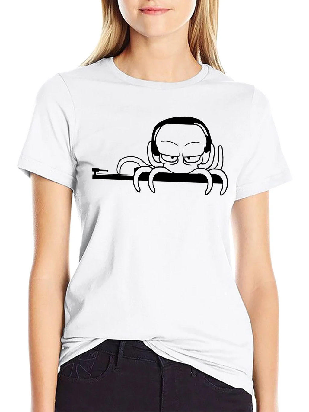 Cool Octopus DJ Graphic T-Shirt - Black Cotton Tee product image 8