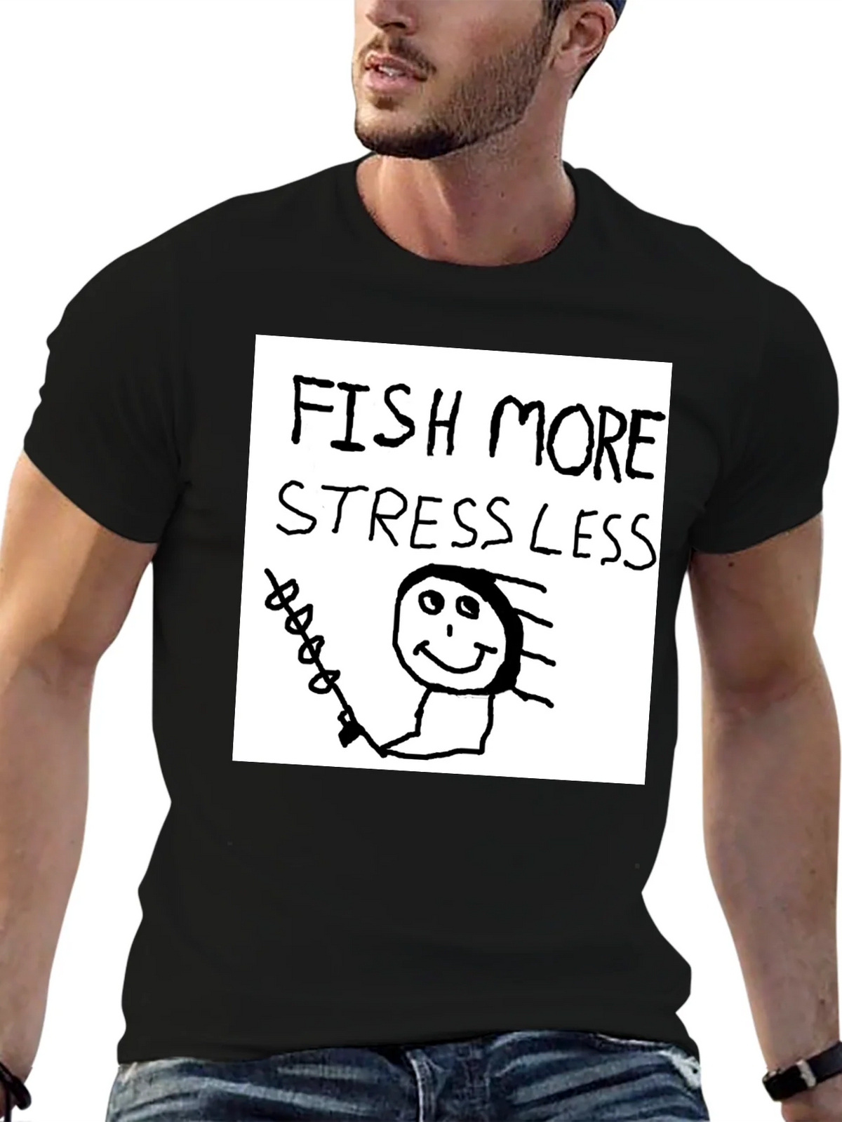 Fish More Stress Less T-Shirt product image 6