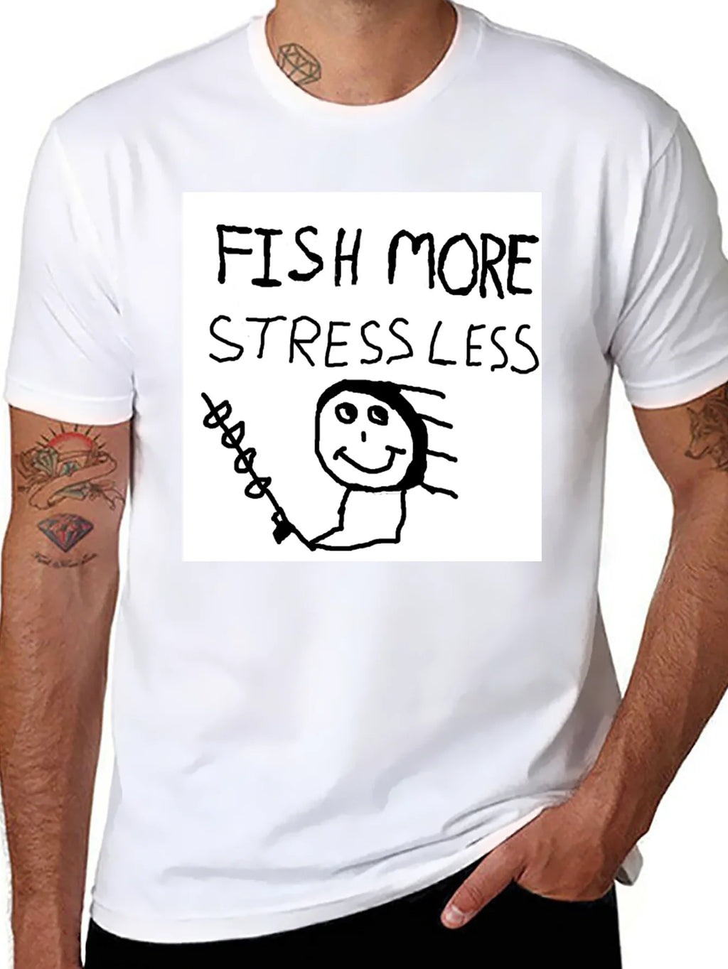 Fish More Stress Less T-Shirt product image 7