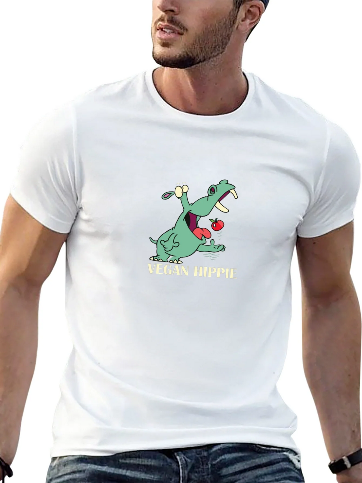 Vegan Hippie T-Shirt - Cute Hippopotamus Graphic Tee product image 4