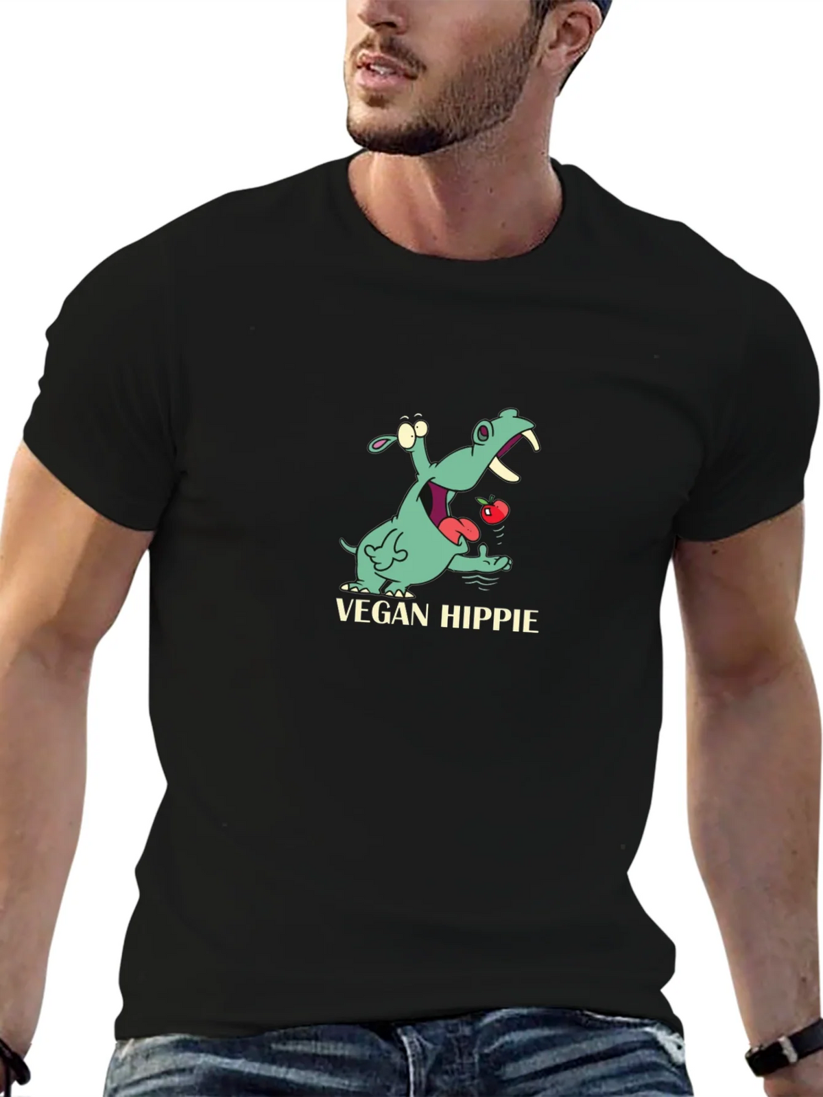 Vegan Hippie T-Shirt - Cute Hippopotamus Graphic Tee product image 9