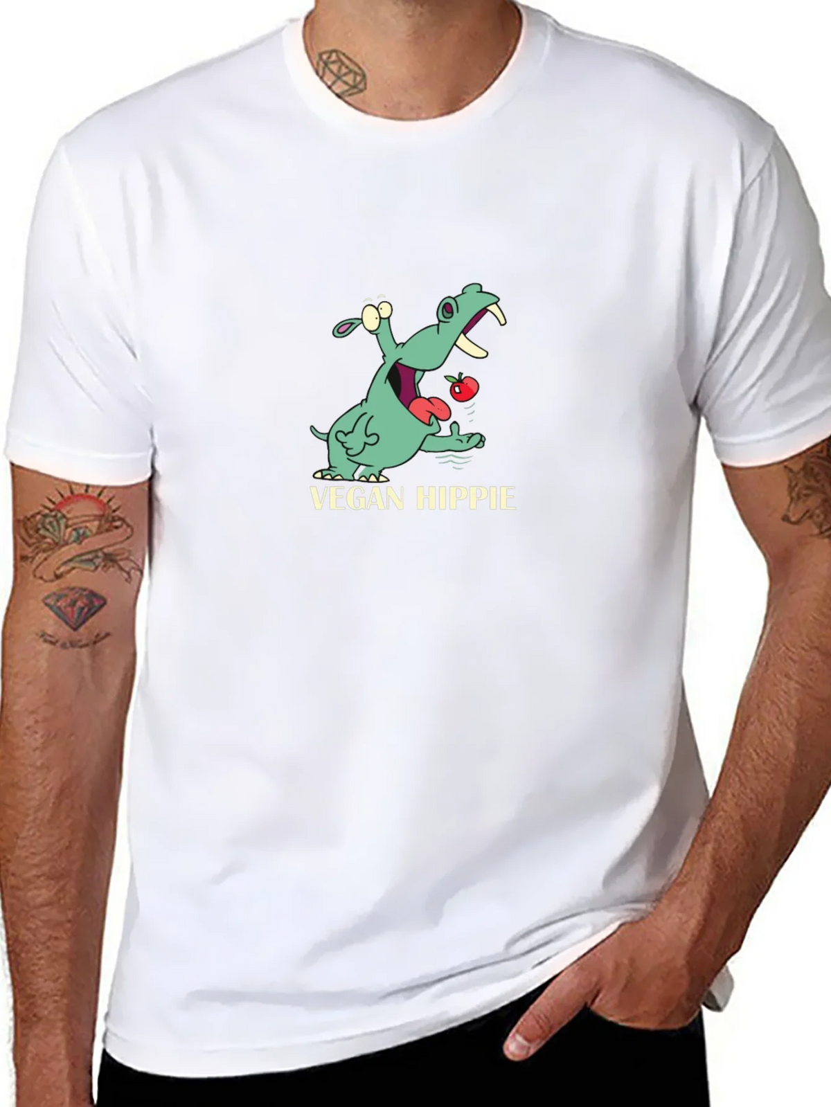 Vegan Hippie T-Shirt - Cute Hippopotamus Graphic Tee product image 10