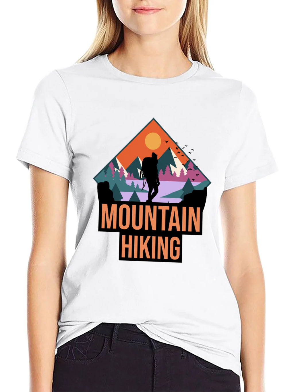 Mountain Hiking Graphic Print Black T-Shirt product image 8