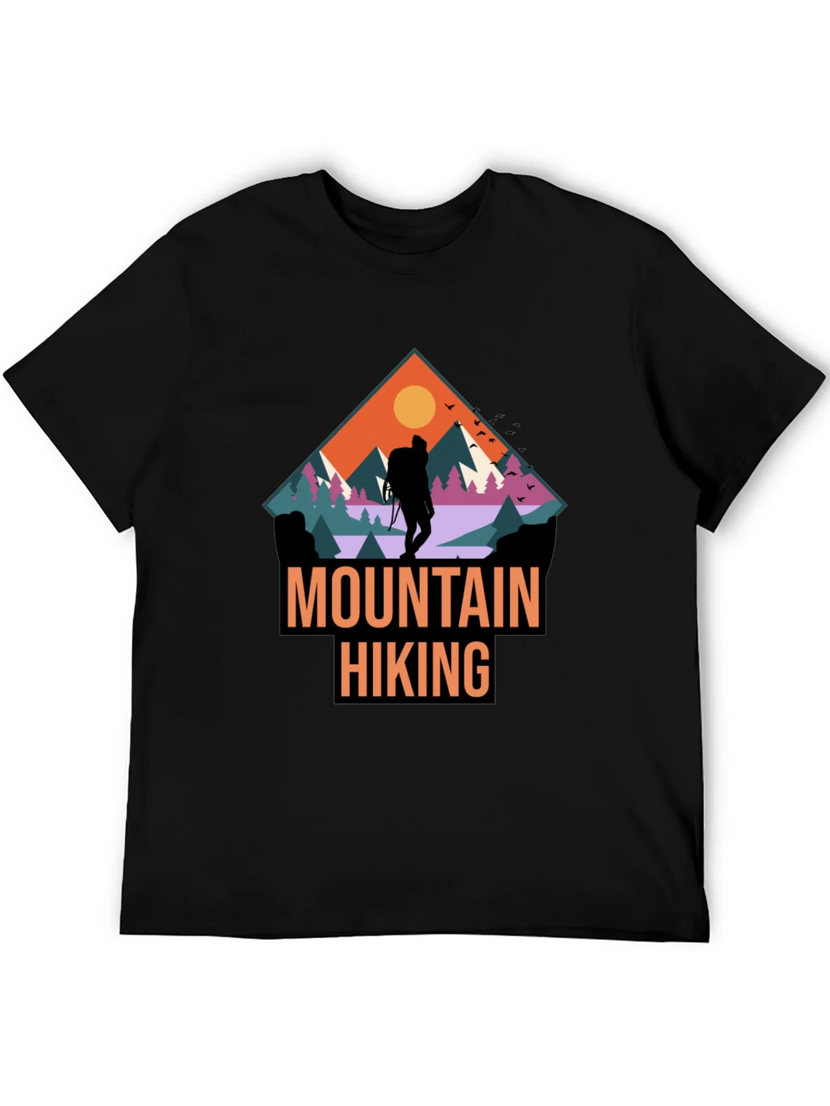 Mountain Hiking Graphic Print Black T-Shirt product image 5