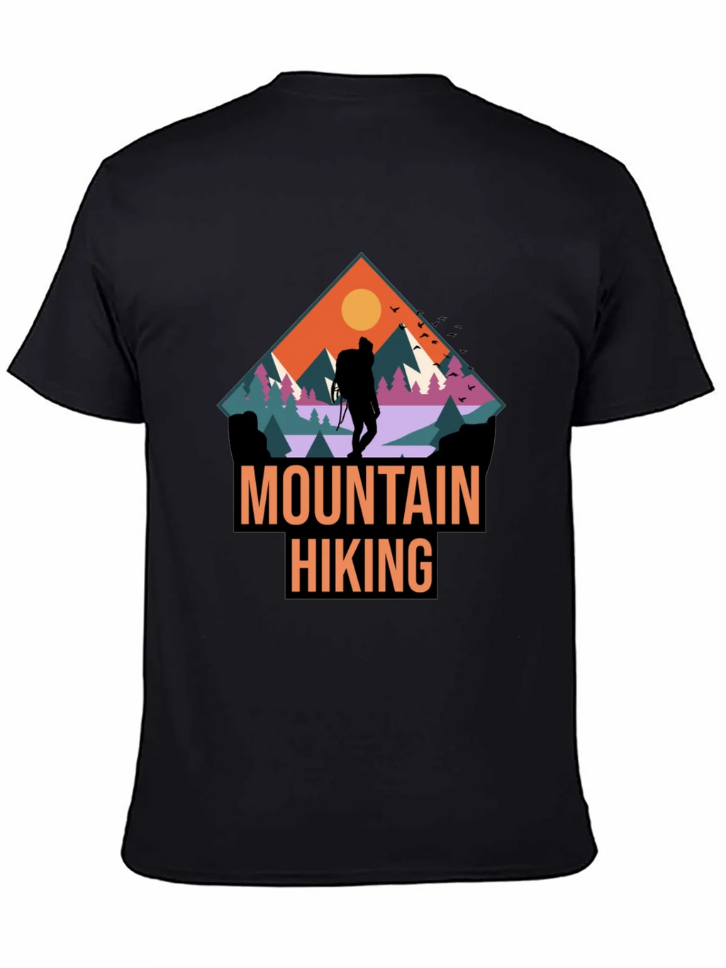 Mountain Hiking Graphic Print Black T-Shirt product image 4