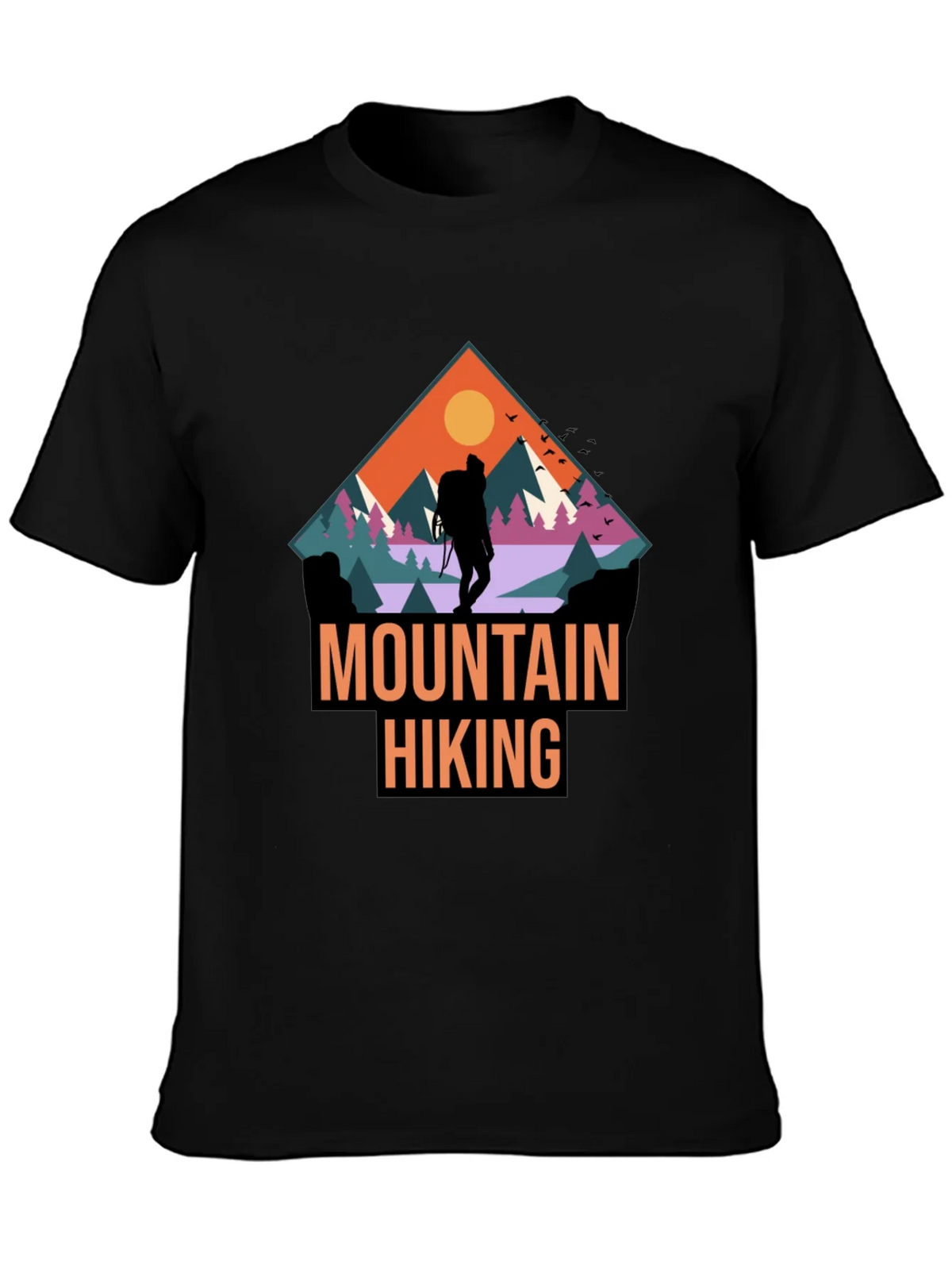 Mountain Hiking Graphic Print Black T-Shirt product image 3