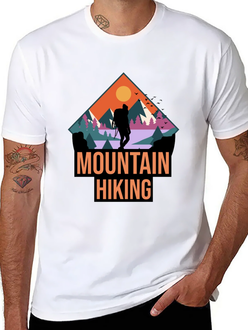 Mountain Hiking Graphic Print Black T-Shirt product image 7