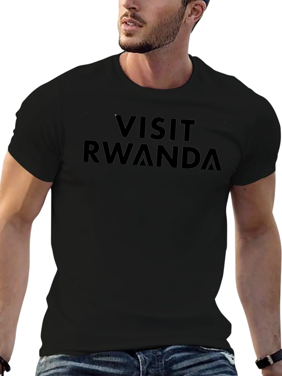 Visit Rwanda Black Graphic Tee Shirt product image 6